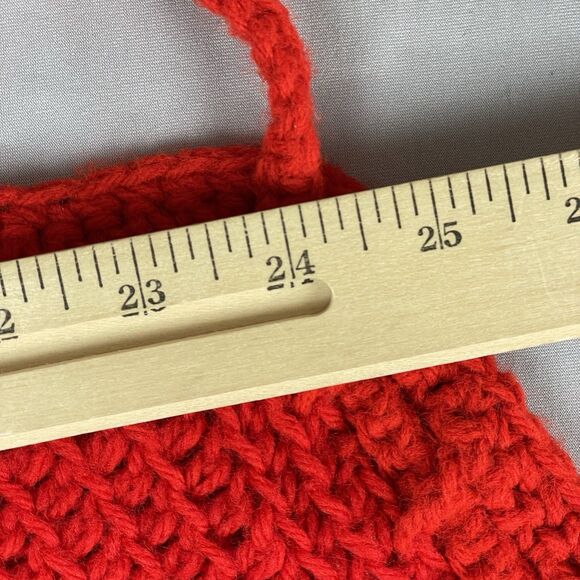 Vintage Large Hand Crochet Poncho Wrap with Fringes Women's Red Iconic Retro - Picture 13 of 16